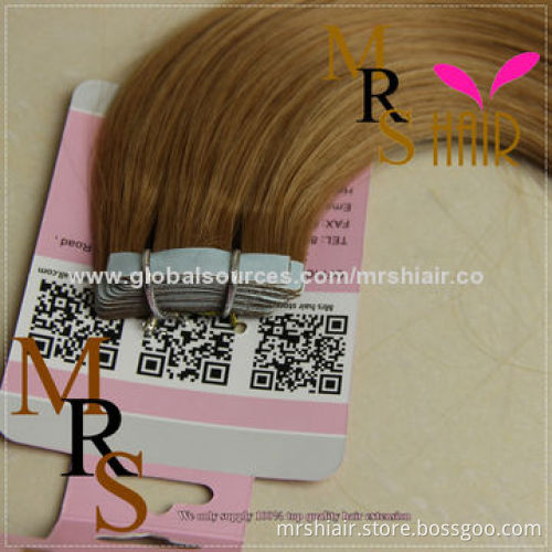 18-Inch medium brown 12# Malaysian silk straight tape extensions hair